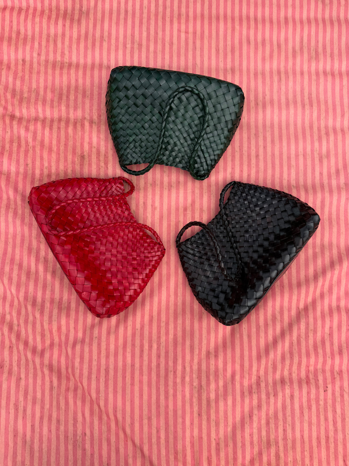 Custom Order Medium Woven Leather Shoulder Bag — studio portrait