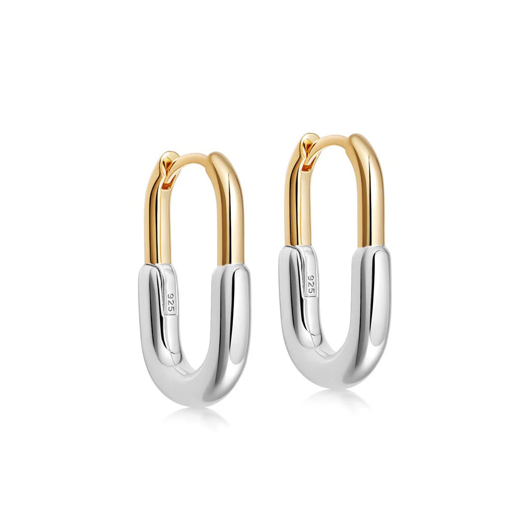 Pre Order The Blair Mixed Metal U Hoop Earrings Gold/Silver