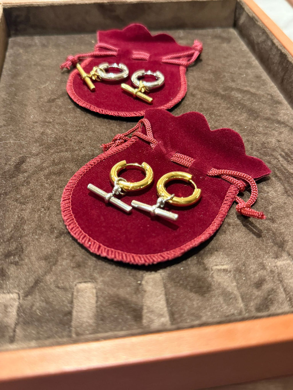 The Isolde T-Bar Hoops 2x Pair £50