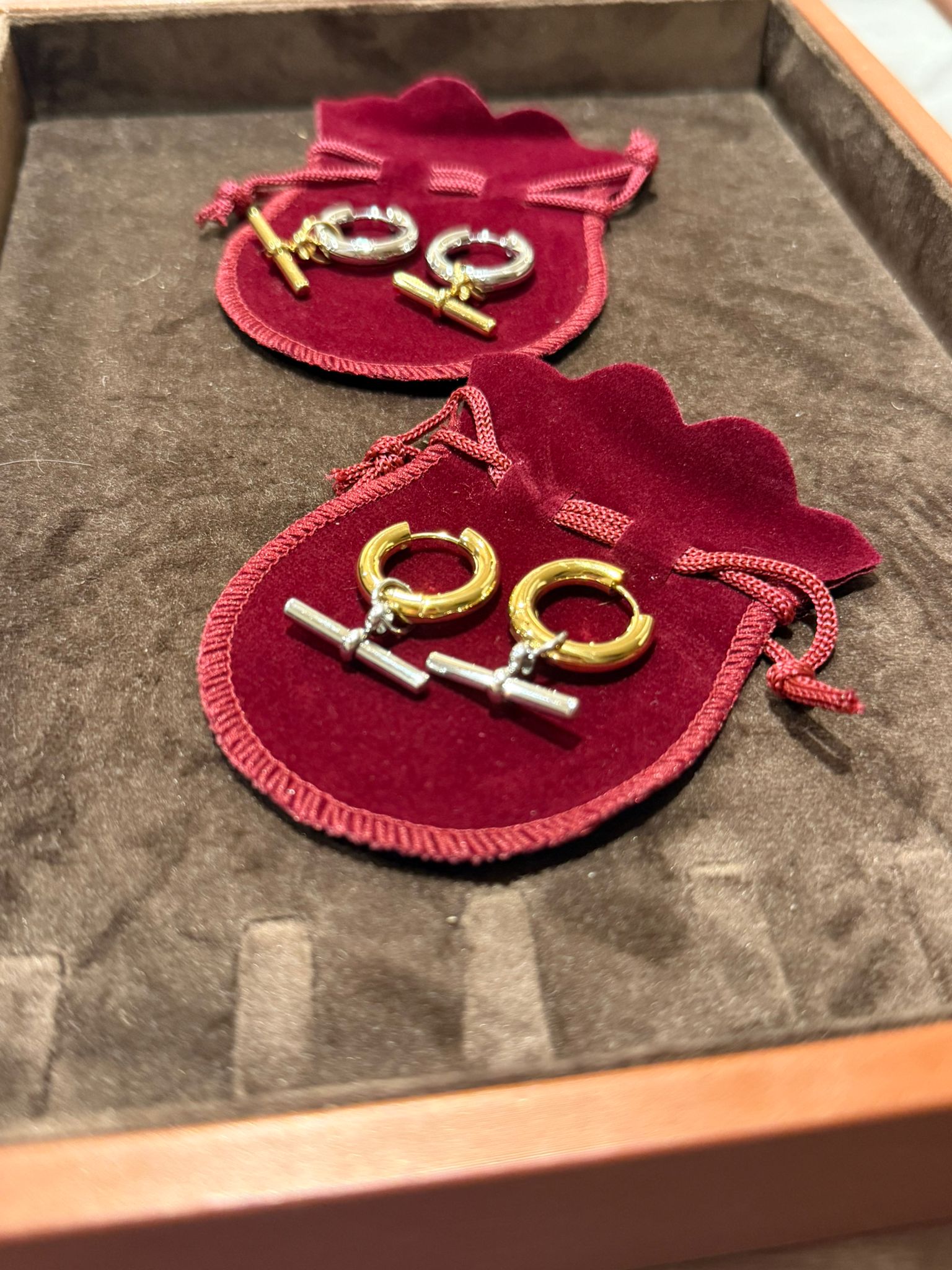 The Isolde T-Bar Hoops 2x Pair £50