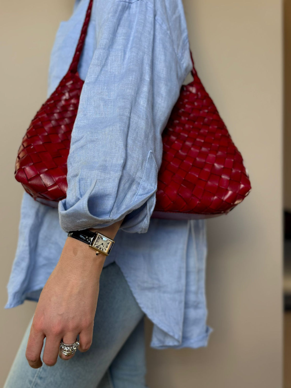 Custom Order Medium Woven Leather Shoulder Bag