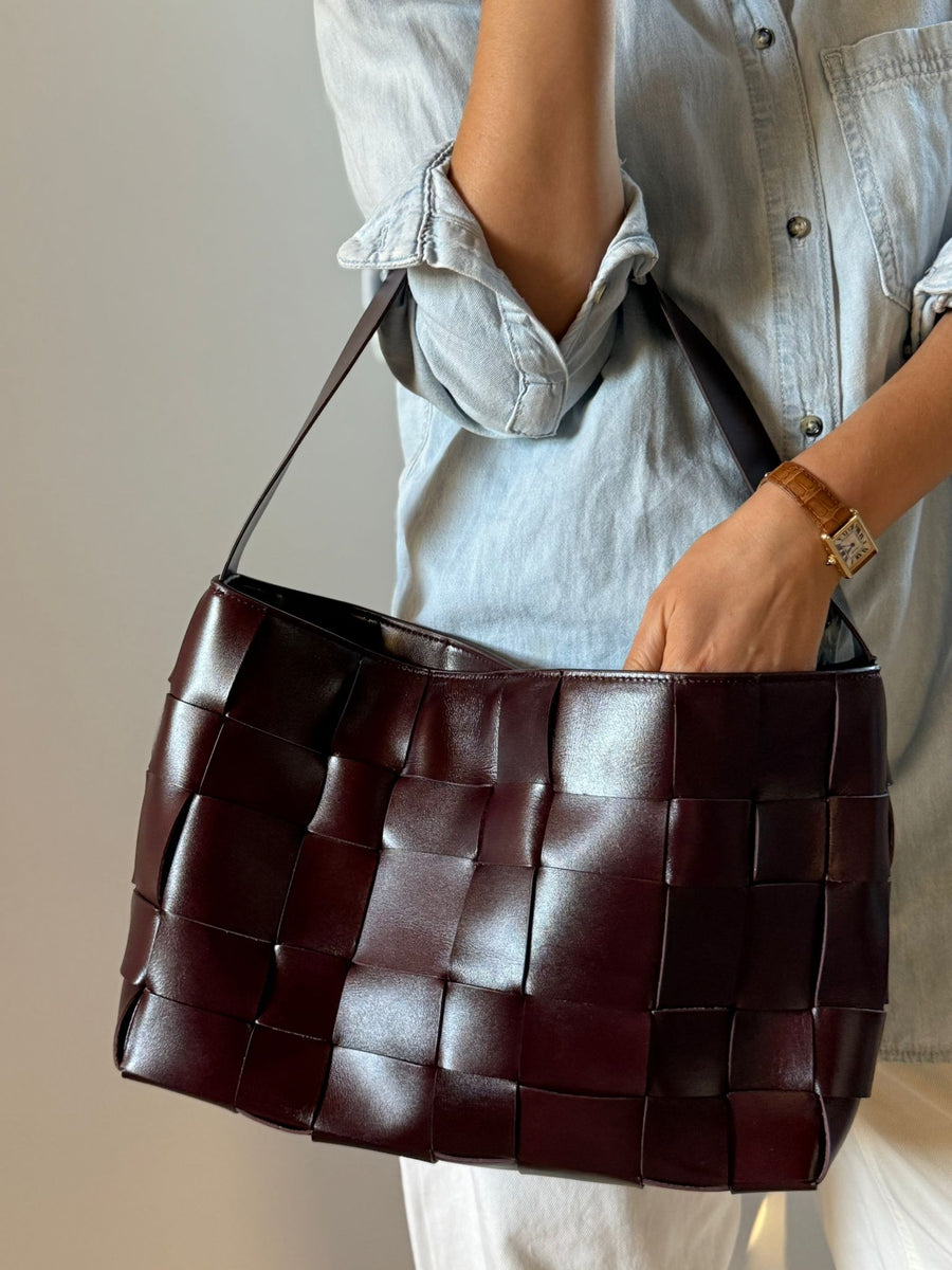 Pre Order East to West Woven Leather Tote