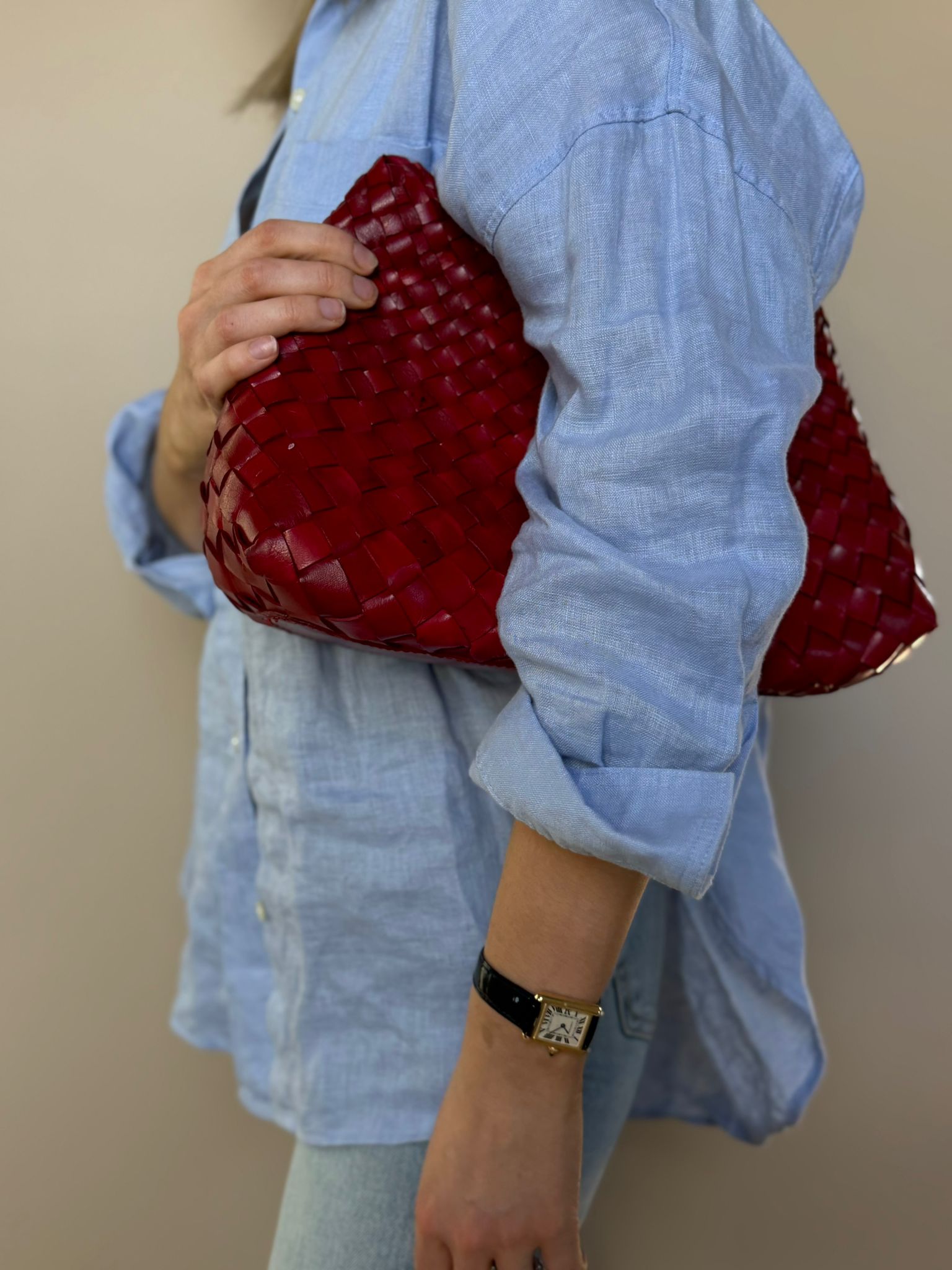 Hand Woven Leather Bag - Medium
