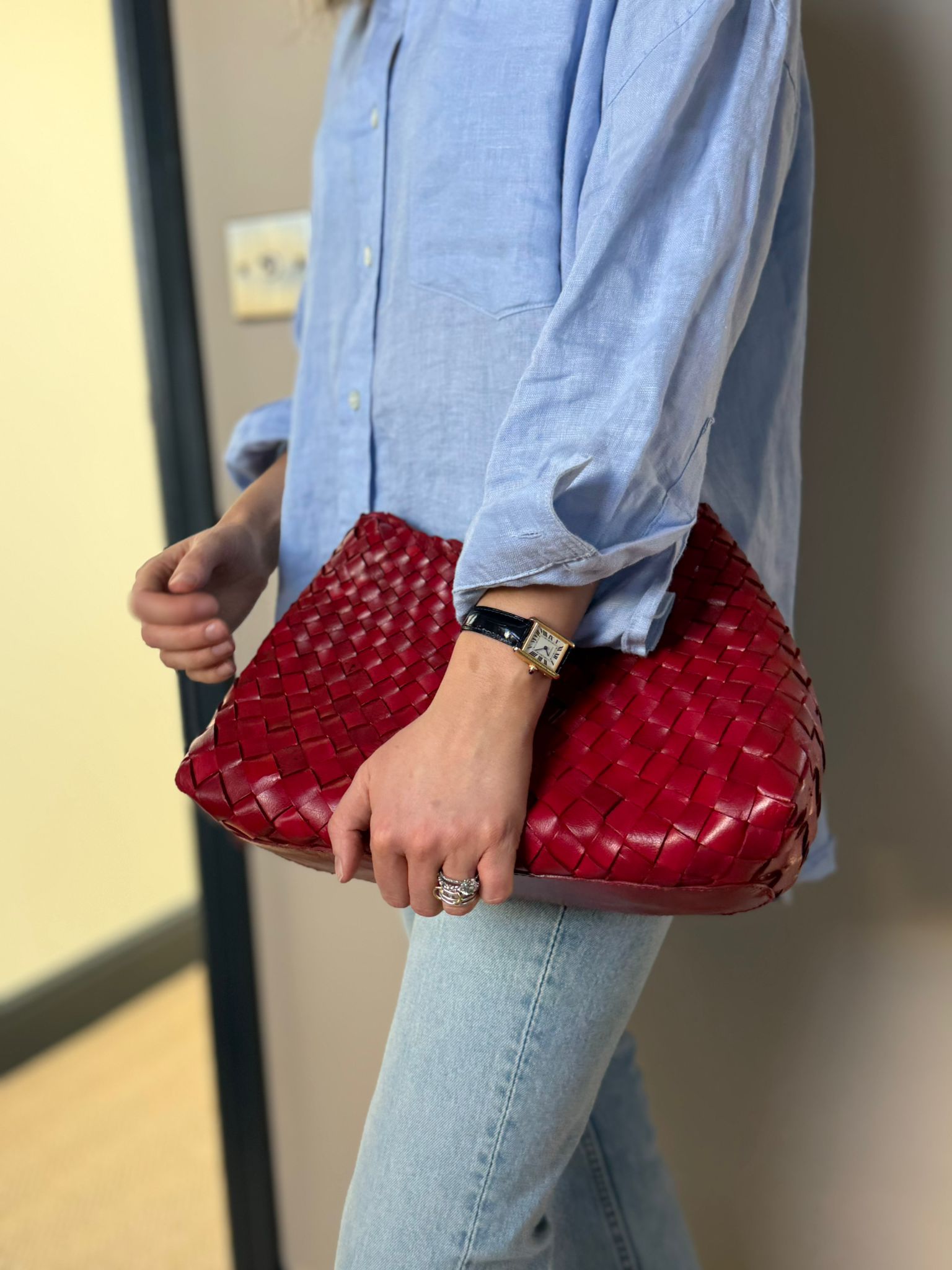 Hand Woven Leather Bag - Medium