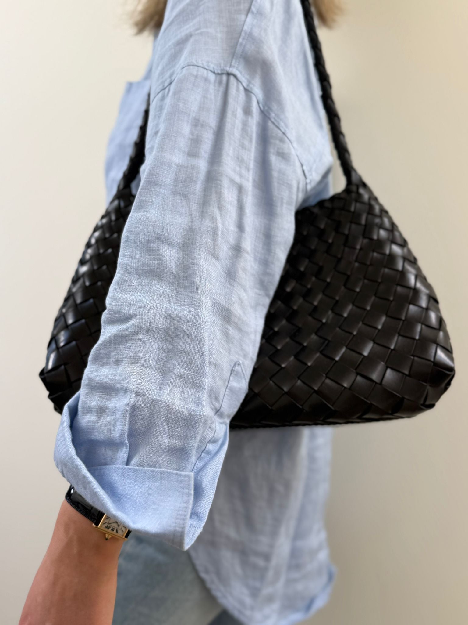 Hand Woven Leather Bag - Medium