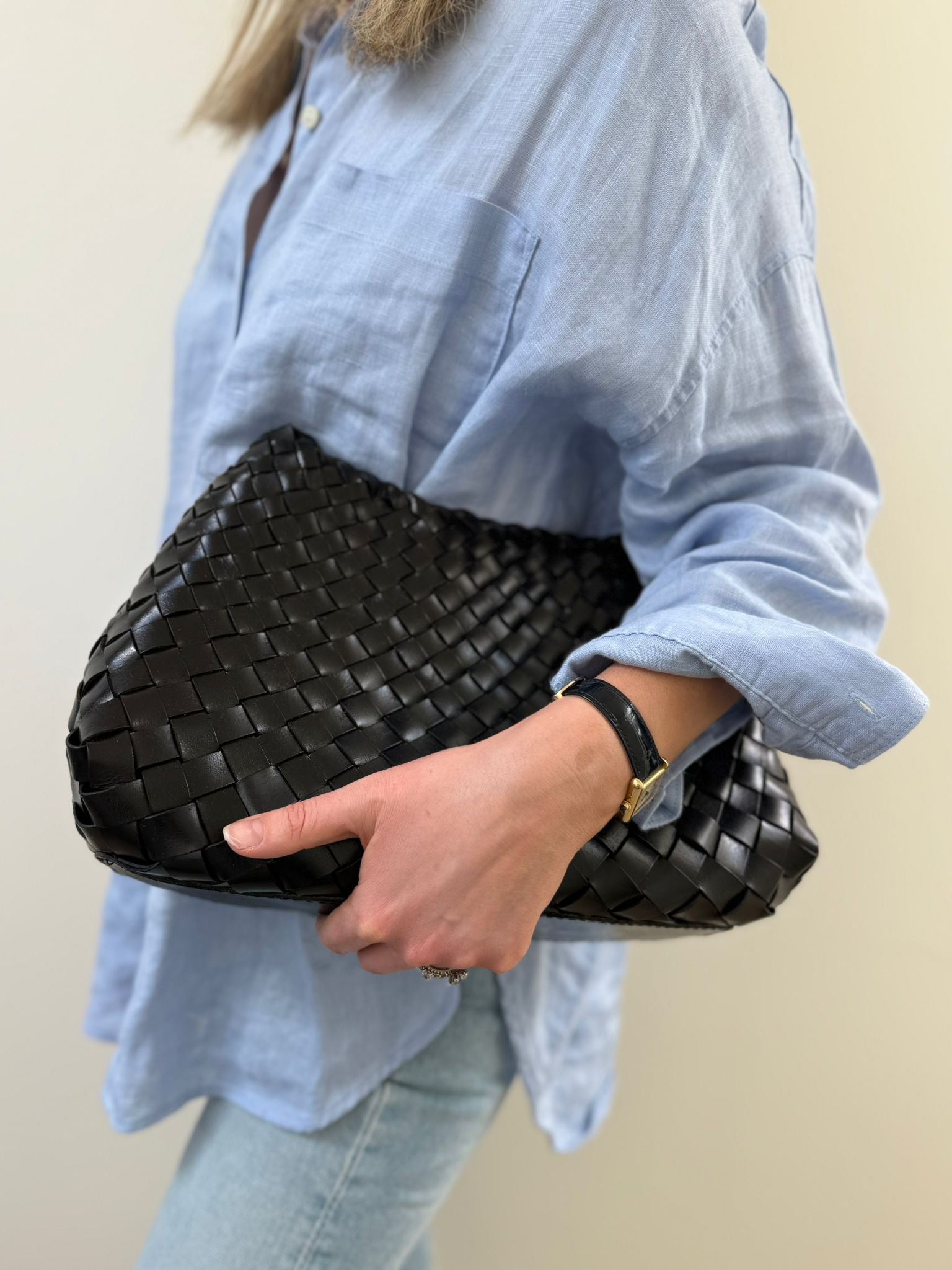 Hand Woven Leather Bag - Medium
