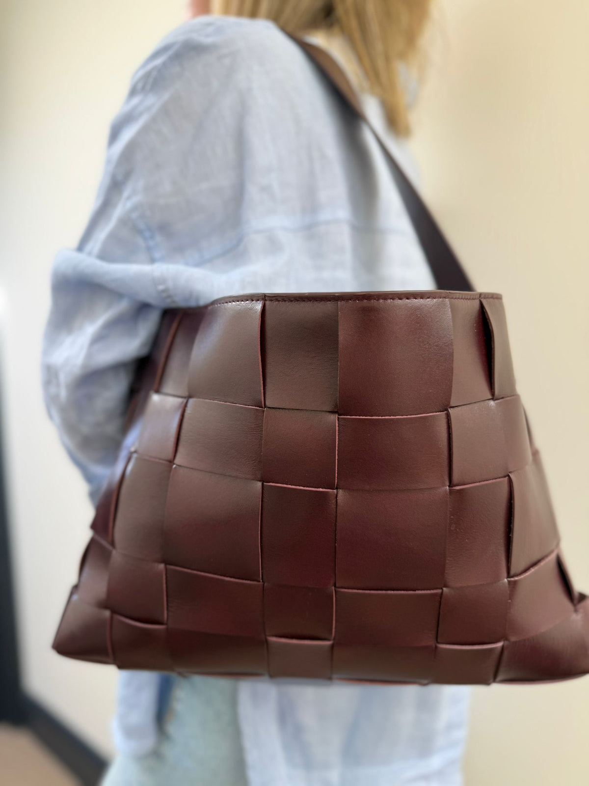 Pre Order East to West Woven Leather Tote